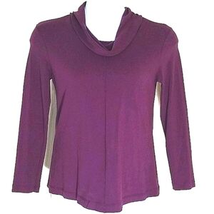 Tshirt long sleeve cowl neck purple stretch flowy Pima Cotton blend